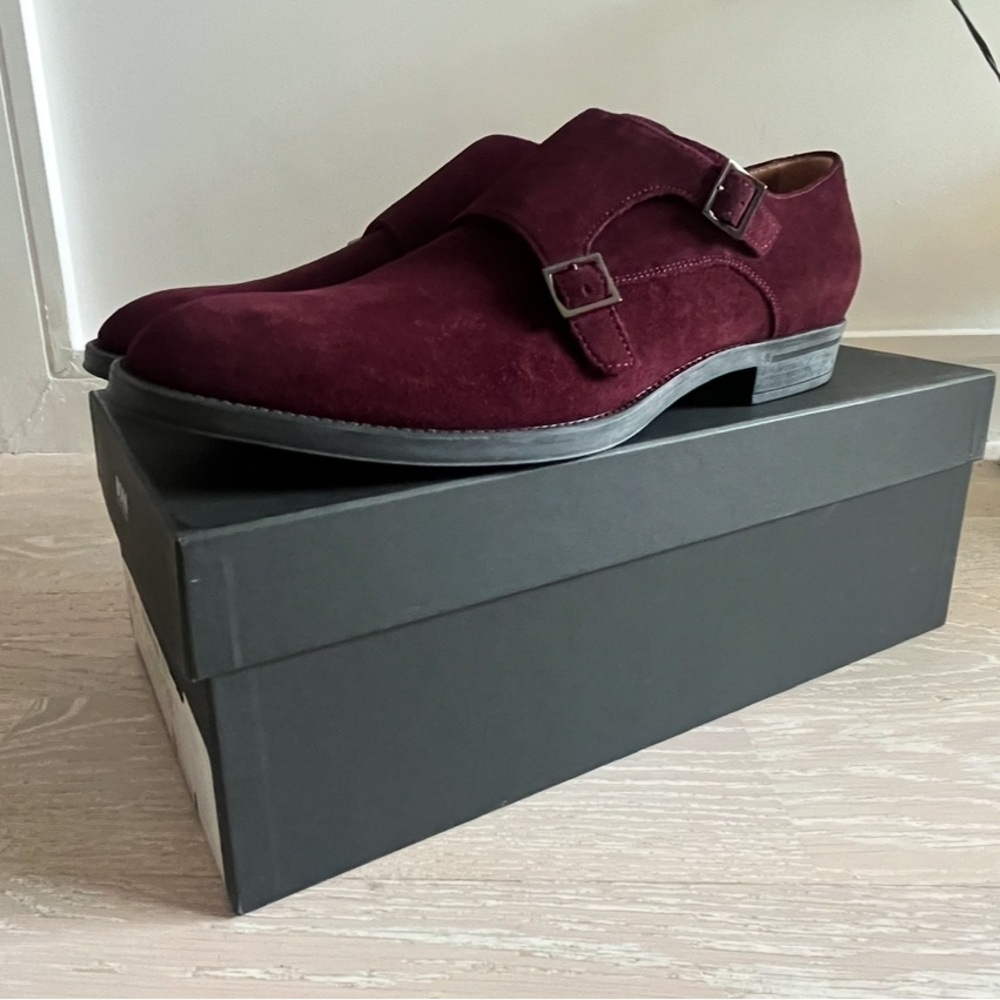 Men's Burgundy Double Monk Strap Shoes